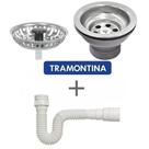 Kit Válvula Tramontina 3 1/2 P/Pias e Cubas 94510012 + Sifão Simples Sanfonado Kit Válvula Tramontina 3 1/2 P/Pias e Cubas 94510012 + Sifão Simples Sanfonado