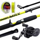 Kit Vara New Tamba Verde Neon + Carretilha Balck Tamba BT11 + Linha Mono