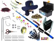 Kit Vara Telescópica 1,70m + Molinete + Caixa C/ Acessórios (Ref. 80)