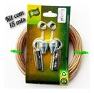 Kit Varal 15 Mts Cabo De Aço Revestido Nylon Cristal 3,30 Mm