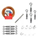 kit Varal Aço 30mts 4mm+kit (gancho,esticador,broca,pitao)