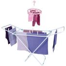 Kit Varal Chão Com Abas 144cm Aço Roupas Dobrável + Mini Varal Redondo Prendedor - Mor