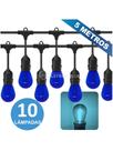 Kit Varal LED Azul 110V com 10 Lâmpadas S14 Acompanha Adaptador de Tomada KIT026