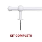 Kit Varão de Madeira Para Cortina Simples 2,00 Metros 19mm com Ponteira e Suporte cor:Varão Completo Branco
