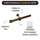 Kit varão simples 2 metros 19mm diâmetro para cortina Varias cores Kit varão simples 2 metros 19mm diâmetro para cortina Varias cores