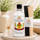Kit Varetas Fibra de Algodão 25cm e Base de Cereais 500ml para perfumes, aromatizadores e água de lençóis