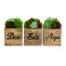 Kit Vasinhos Decorativos - Conjunto C/3 Frases Espelhadas Preto - Deus Está Aqui