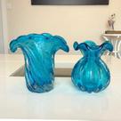 Kit Vaso de Vidro Murano Azul Aquamarine (2 Peças)