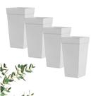 KIT Vaso Grande Rattan Quadrado 28 L Flores Plantas - 4 pçs Branco