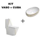 Kit Vaso Imperial Diamond Gold + Cuba Dourada 62x42