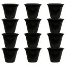Kit Vaso Plantas 12 Potes Plástico Preto Decoração Jardim e Casa Mudas Rosas Plantas