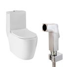 Kit Vaso Sanitário Monobloco Amazonita e Ducha Higiênica para Banheiro Jacuí - Branco e Prata Kit Vaso Sanitário Monobloco Amazonita e Ducha Higiênica para Banheiro Jacuí - Branco e Prata