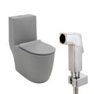 Kit Vaso Sanitário Monobloco Amazonita e Ducha Higiênica para Banheiro Jacuí - Cinza e Prata Kit Vaso Sanitário Monobloco Amazonita e Ducha Higiênica para Banheiro Jacuí - Cinza e Prata
