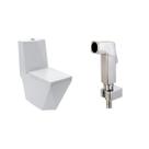 Kit Vaso Sanitário Monobloco Opala e Ducha Manual Jacuí Pingoo.casa - Branco e Prata