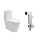 Kit Vaso Sanitário Monobloco Painita e Ducha Manual Jacuí Pingoo.casa - Branco e Prata
