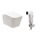 Kit Vaso Sanitário Suspenso Esmeralda e Ducha Manual Jacuí Pingoo.Casa - Branco e Prata