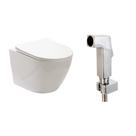 Kit Vaso Sanitário Suspenso Hematita e Ducha Manual Jacuí Pingoo.Casa - Branco e Prata