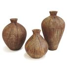 Kit Vasos Decorativos em Poliresina Amadeirado 3pçs