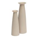 Kit Vasos Decorativos Multiuso Em Cerâmica Bege 2 Peças Estilo Boho Chic
