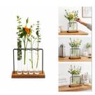 Kit vasos hidroponico flor ferro base madeira 4 tubos 4 em 1