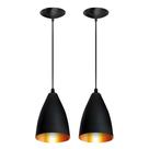 Kit Vegas 3 Pendentes Luminária Preto Com Cobre Em Alumínio E Pintura Eletrostática