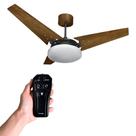 KIT Ventilador de Teto com LED 18W 3000k Borda Infinita Pás em Madeira Certificada Silencioso Sofisticado com Controle Mira Beltempo Preto Imbuia