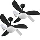 Kit Ventilador de Teto Ventisol Fênix Black Inverter Controle Remoto 02 Lâmpadas Led Inclusas Bivolt