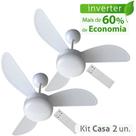 Kit Ventilador de Teto Ventisol Fênix Branco Inverter Controle Remoto - Bivolt - Kit 02 Unidades Kit Ventilador de Teto Ventisol Fênix Branco Inverter Controle Remoto - Bivolt - Kit 02 Unidades