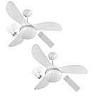 Kit Ventilador de Teto Ventisol Fênix Branco Silver Inverter , 02 Lâmpadas Led Inclusas Controle Remoto Bivolt 2 unidades