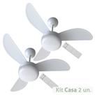Kit Ventilador de Teto Ventisol Fênix Inverter Branco Controle Remoto 3 Pás 6 Velocidades Bivolt- 02 Unidades