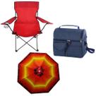 Kit verão Camping Bolsa Térmica Cadeira De Pescador dobravel E Guarda Sol