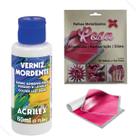 Kit Verniz Mordente Acrilex 60ml + 25 Folhas Rosa Met. 14x14 Kit Verniz Mordente Acrilex 60ml + 25 Folhas Rosa Met. 14x14