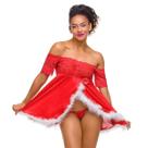 Kit Vestido Noel Sensual Em Cetim E Renda Com Calcinha Kit Vestido Noel Sensual Em Cetim E Renda Com Calcinha