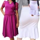 Kit vestido+Saia Feminino Evangélicas Midi Godê Rodado Lançamento Barato Mais Vendido