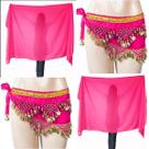 Kit Véu Chiffon e Lenço de Quadril Paetes Dourados Dança do Ventre/Cigana/Indiana - KIT69