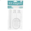 Kit Viagem 3B Frascos Creme Condicionador Pote Shampoo Organizador Plástico Porta Escovas Sabonete