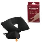 Kit Viagem Almofada Pescoço Inflável Máscara Avião Dormir Protetor Auricular