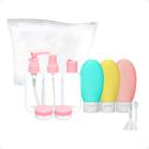 Kit Viagem De 9 Frascos Pote Silicone 60ml Necessaire Viagem