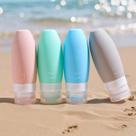 Kit Viagem Necessaire 4 Frascos Silicone 90ml Shampoo Hidratante Condicionador