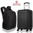 Kit Viagem Sestini Mochila Porta Notebook Com Mala Bordo 10kg Rodinhas Removíveis Padrão ANAC 55x34x25cm
