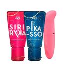 Kit Vibrador Golfinho Curvado Textura Aveludada e Géis Vibrador Lubrificante Casal Sensual Sex Shop