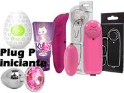 kit vibrador golfinho + plug anal pequeno + anestesico + bullet + masturbador egg