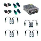Kit Video Balun 4 Pares + Fonte 12v 5a + 4 Borne P4 Macho e 4 Femea para Sistemas de camera de segurança cftv