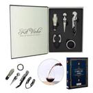 Kit Vinho Abridor Dosador Saca Rolhas Tampa Livro 05 Peças