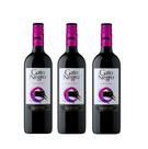 Kit Vinho Gato Negro Carmenère Tinto Seco 750ml 3 unidades