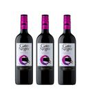 Kit Vinho Gato Negro Carmenère Tinto Seco 750ml 3 unidades