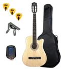 Kit Violão Acústico Mxt 38A NTC Aço Cutway C/Capa + Afinador Capotraste e Palheta Cor:Natural