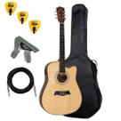 Kit Violao Eletroacústico Michael Vmf400 Folk Cutaway C/Capa Capotraste Afinador Cor:Sitka