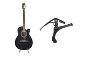 Kit violão land eletrico nylon preto lw-n-40e capotraste
