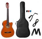 Kit Violão Start by Giannini NF14 Elétrico Flat Nylon com Afinador - Natural
